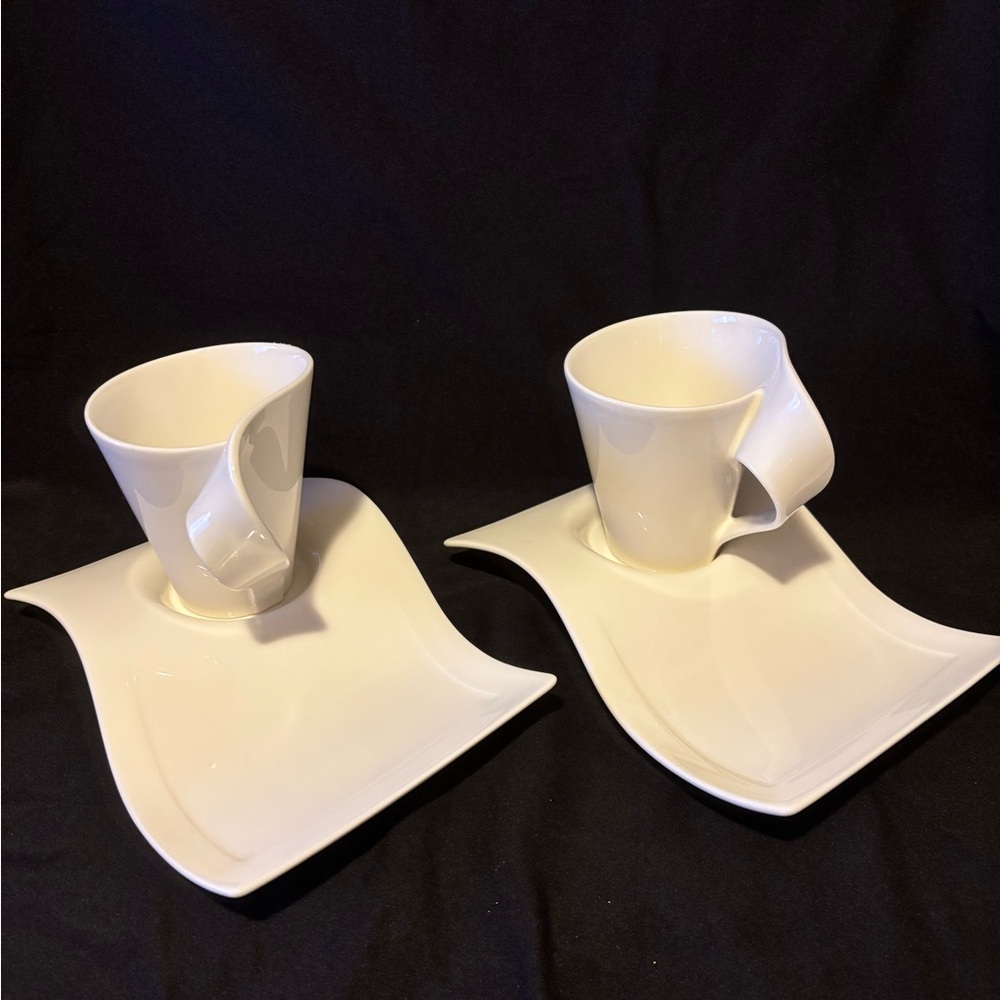 Elegant Villeroy & Boch New Wave Cups and Saucers. Set of 2